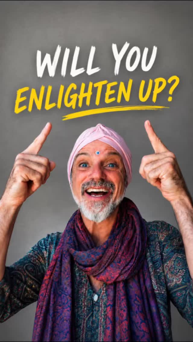 Will you enlighten up? A smiling man in a pink turban pointing up
